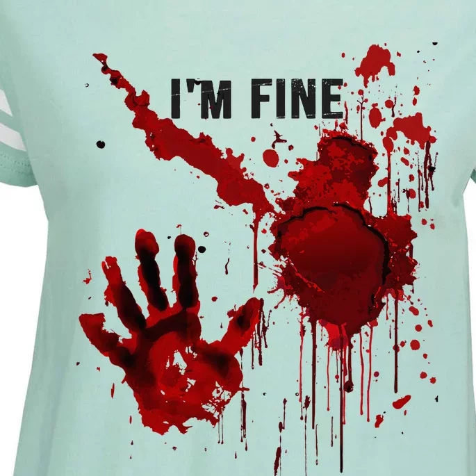 IM Fine Bloody Hand Blood Stained Blood Splatter Halloween Enza Ladies Jersey Football T-Shirt