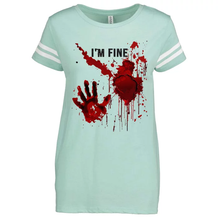 IM Fine Bloody Hand Blood Stained Blood Splatter Halloween Enza Ladies Jersey Football T-Shirt