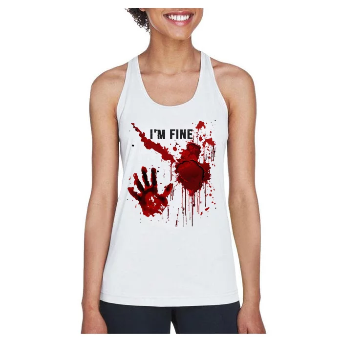 IM Fine Bloody Hand Blood Stained Blood Splatter Halloween Women's Racerback Tank