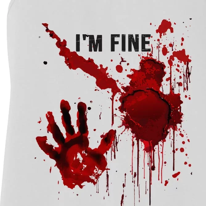 IM Fine Bloody Hand Blood Stained Blood Splatter Halloween Women's Racerback Tank