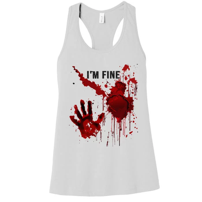 IM Fine Bloody Hand Blood Stained Blood Splatter Halloween Women's Racerback Tank