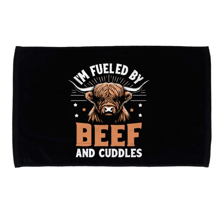 IM Fueled By Beef And Cuddles Highland Cattle Breeder Cow Cool Gift Microfiber Hand Towel