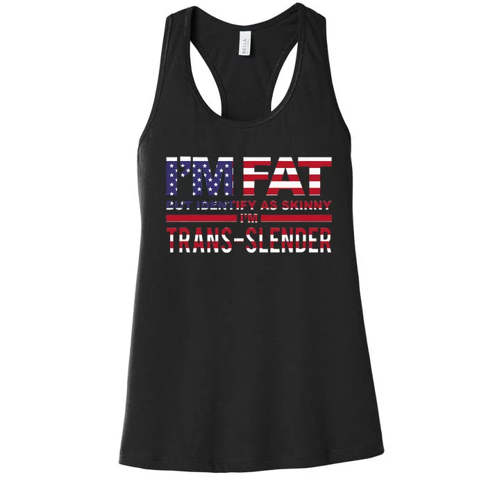 IM Fat But Identify As Skinny IM Transslender Women's Racerback Tank