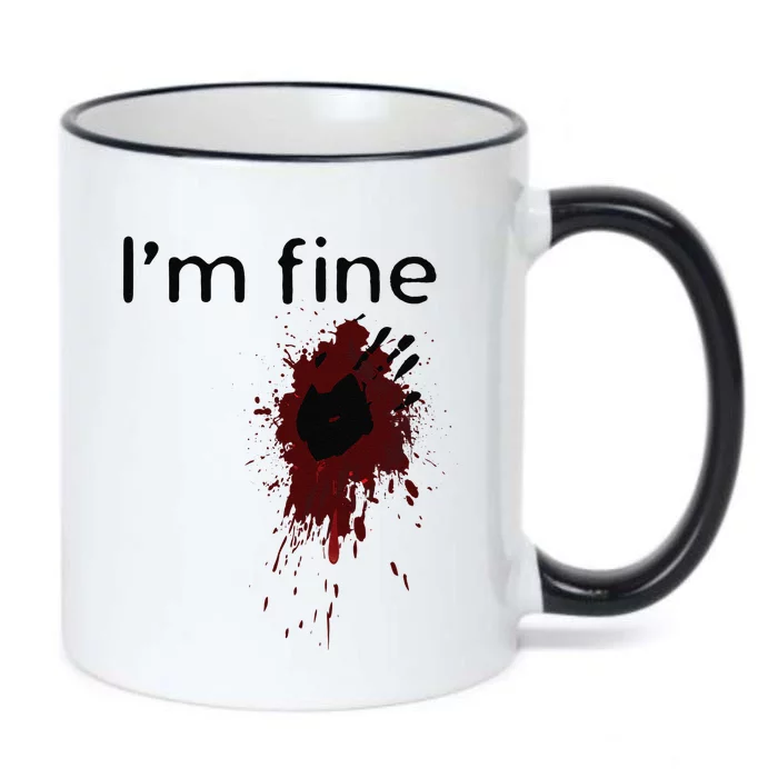 Im Fine Blood Splatter And Bloody Hand Print Halloween Fun Black Color Changing Mug