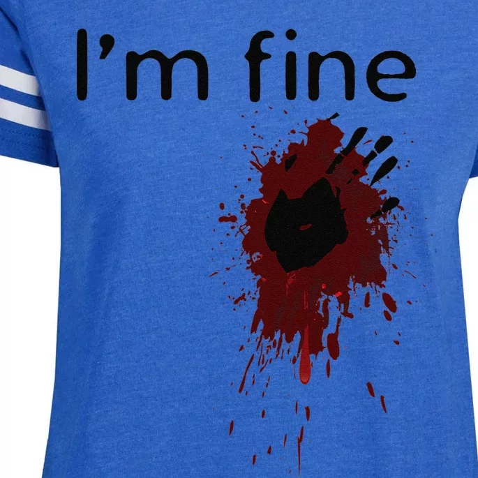 Im Fine Blood Splatter And Bloody Hand Print Halloween Fun Enza Ladies Jersey Football T-Shirt