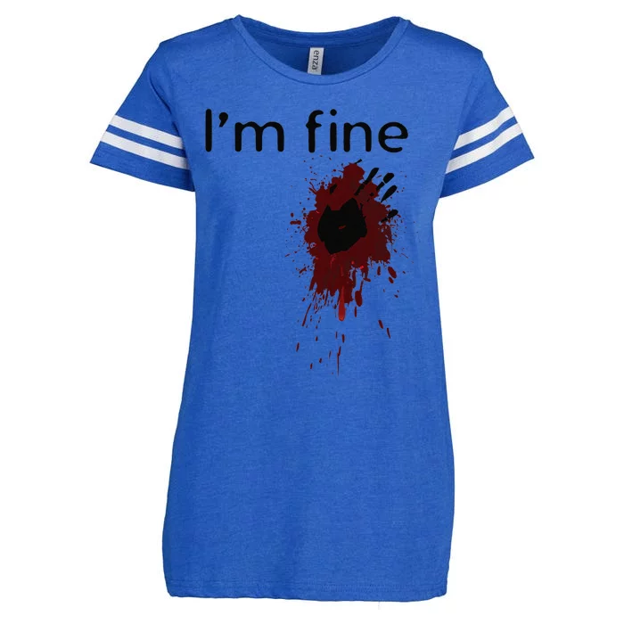 Im Fine Blood Splatter And Bloody Hand Print Halloween Fun Enza Ladies Jersey Football T-Shirt