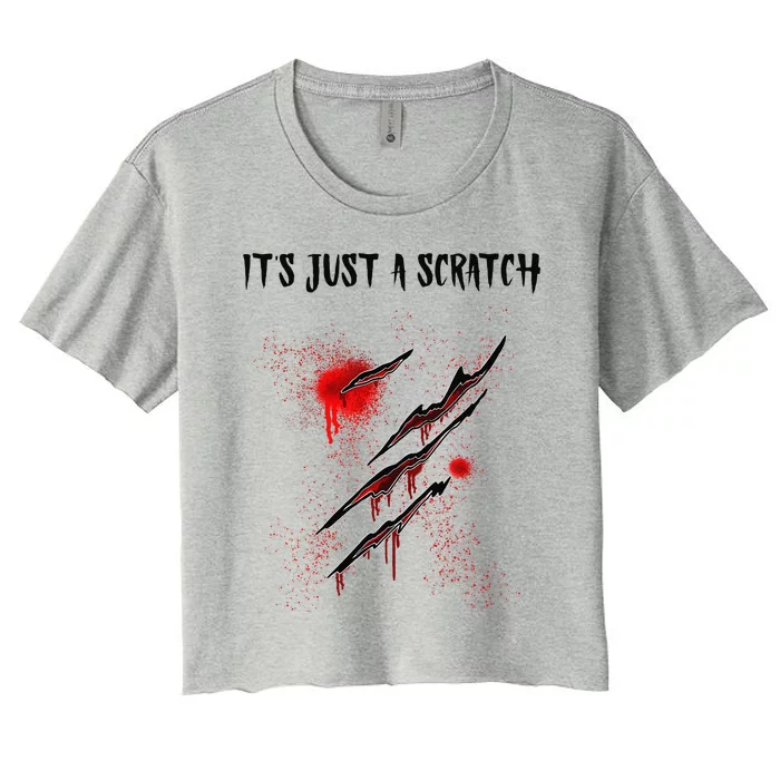 Im Fine Bloody Halloween Zombie Humor Blood Cuts & Wounds Women's Crop Top Tee