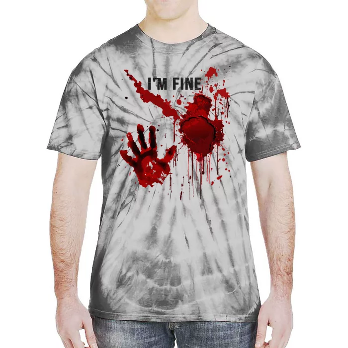 IM Fine Bloody Hand Blood Stained Blood Splatter Halloween Tie-Dye T-Shirt