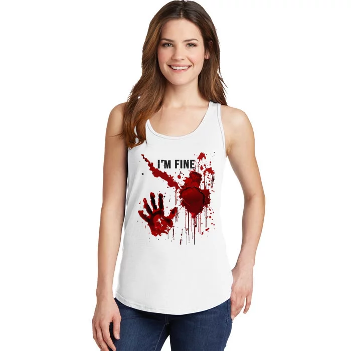 IM Fine Bloody Hand Blood Stained Blood Splatter Halloween Ladies Essential Tank