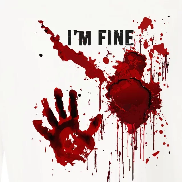 IM Fine Bloody Hand Blood Stained Blood Splatter Halloween Cropped Pullover Crew