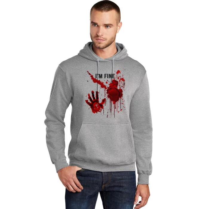 IM Fine Bloody Hand Blood Stained Blood Splatter Halloween Tall Hoodie