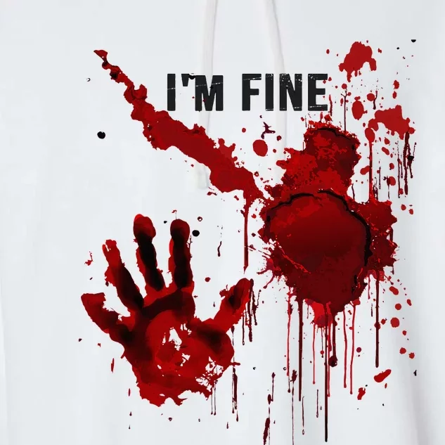 IM Fine Bloody Hand Blood Stained Blood Splatter Halloween Garment-Dyed Fleece Hoodie