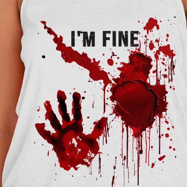 IM Fine Bloody Hand Blood Stained Blood Splatter Halloween Women's Knotted Racerback Tank