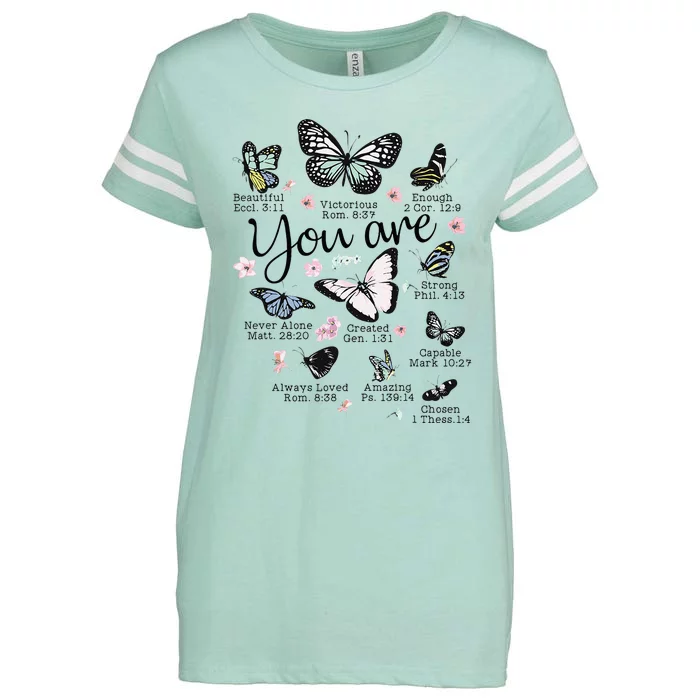 Inspirational Faithful Butterfly Design for Christians Enza Ladies Jersey Football T-Shirt