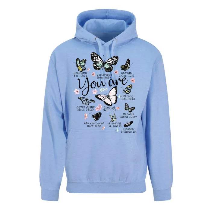 Inspirational Faithful Butterfly Design for Christians Unisex Surf Hoodie