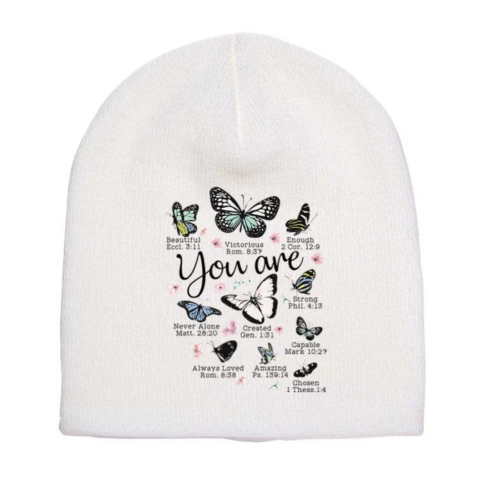 Inspirational Faithful Butterfly Design for Christians Short Acrylic Beanie