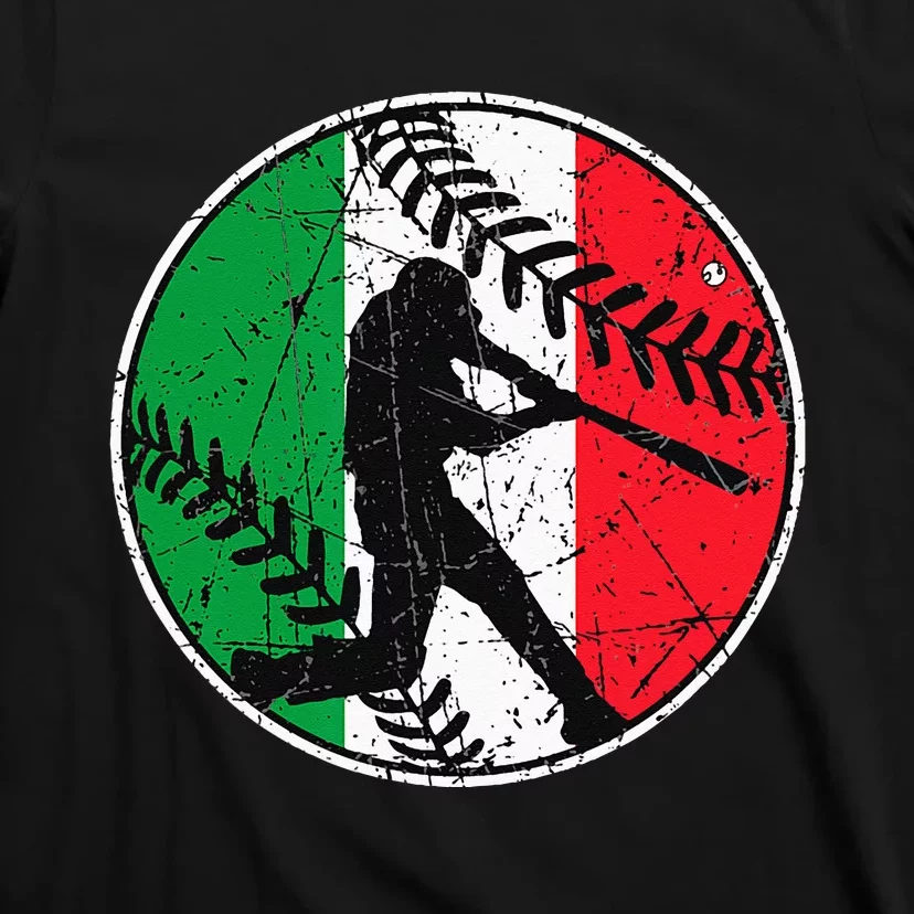 Italian Flag Baseball Hitter Italy Flag T-Shirt