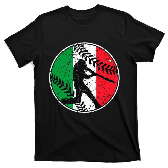 Italian Flag Baseball Hitter Italy Flag T-Shirt