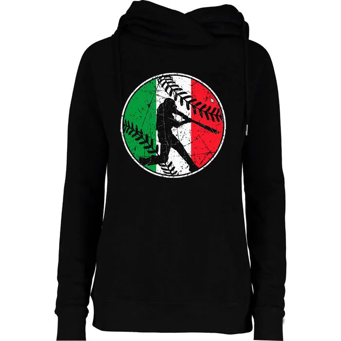 Italian Flag Baseball Hitter Italy Flag Womens Funnel Neck Pullover Hood