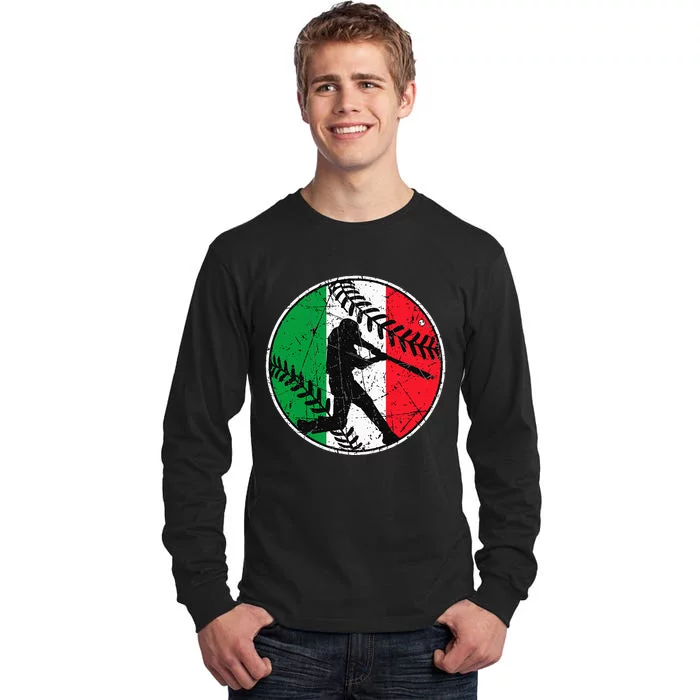 Italian Flag Baseball Hitter Italy Flag Tall Long Sleeve T-Shirt