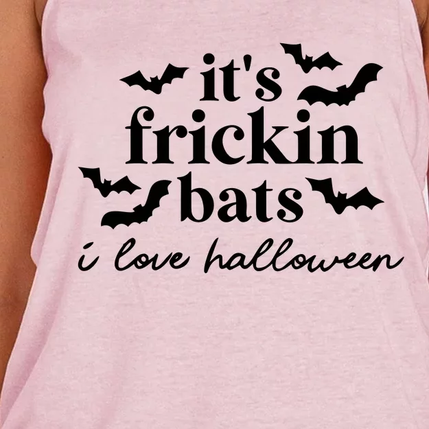 It’S Frickin Bats Ilove Halloween Women's Knotted Racerback Tank