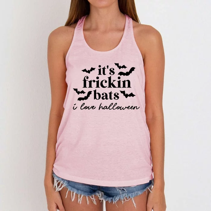 It’S Frickin Bats Ilove Halloween Women's Knotted Racerback Tank