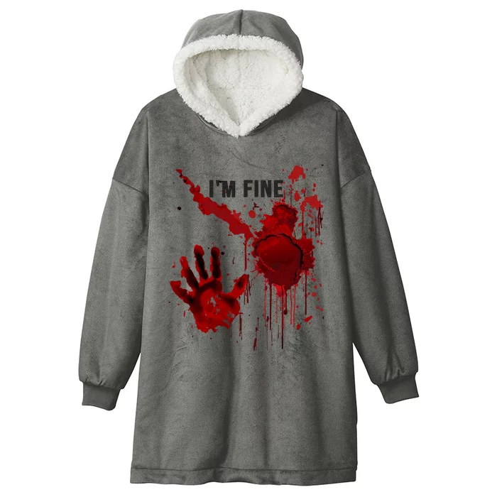 Im Fine Bloody Hand Bloodstained Blood Splatter Halloween Hooded Wearable Blanket