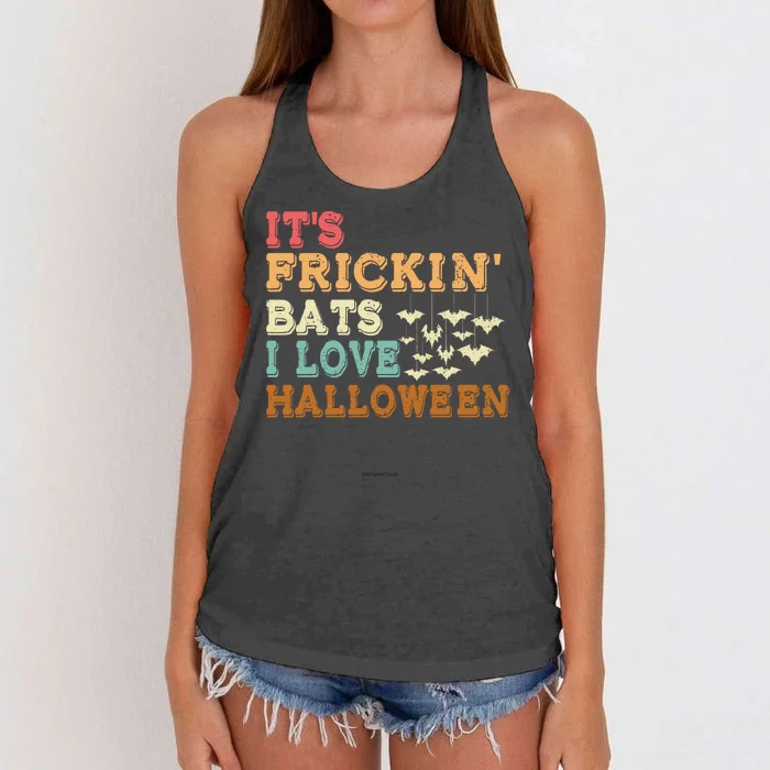 ItS Frickin Bats I Love Halloween Women's Knotted Racerback Tank