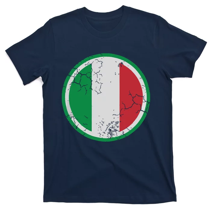 Italian Flag Circle Design Italia Italy Family Vintage Fade T-Shirt