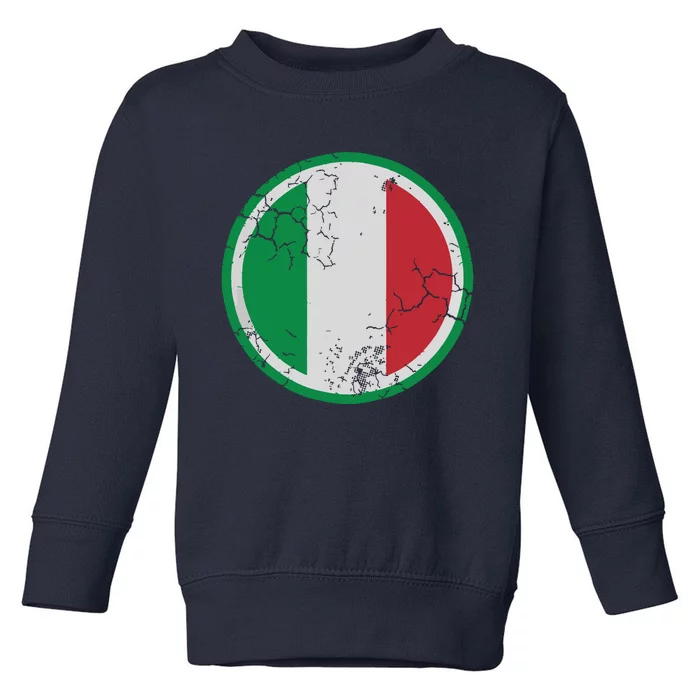 Italian Flag Circle Design Italia Italy Family Vintage Fade Toddler Sweatshirt