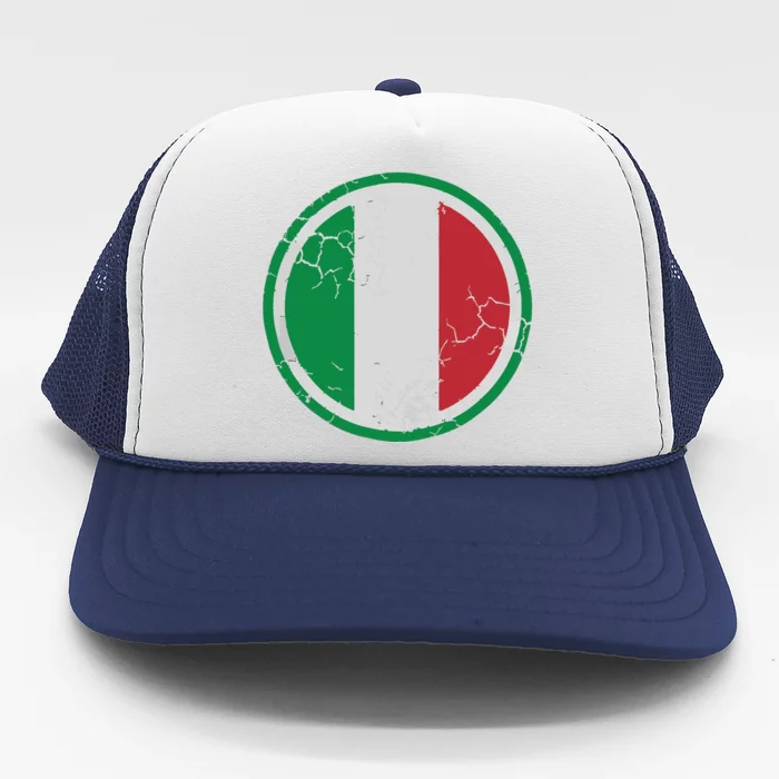 Italian Flag Circle Design Italia Italy Family Vintage Fade Trucker Hat