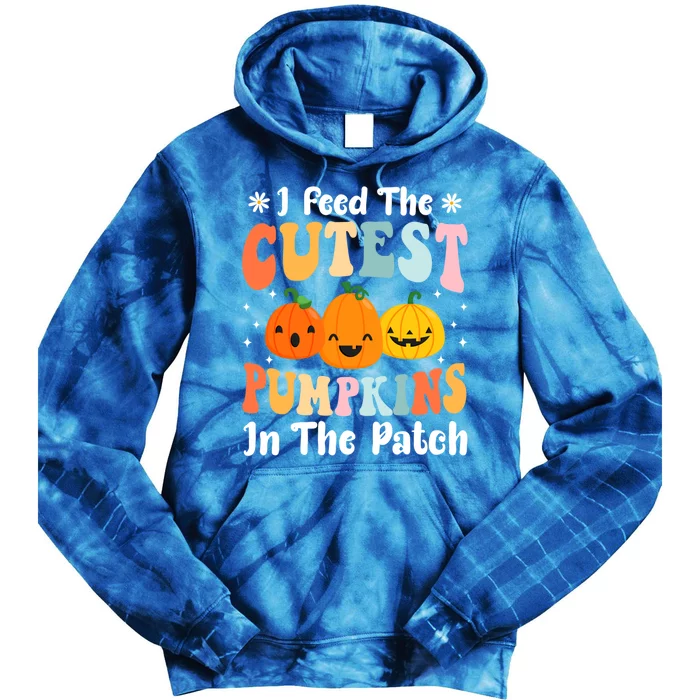 I Feed Cutest Pumpkins In The Patch Lunch Lady Halloween Gift Tie Dye Hoodie