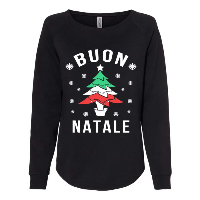 Italian Flag Christmas Tree Buon Natale Gift Womens California Wash Sweatshirt