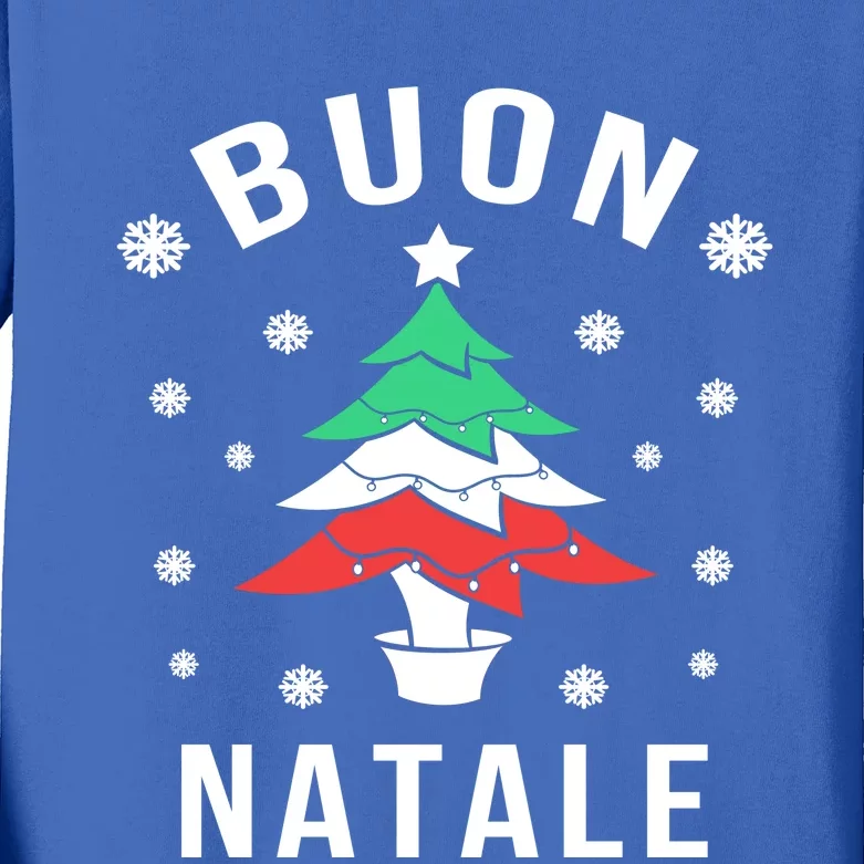 Italian Flag Christmas Tree Buon Natale Gift Kids Long Sleeve Shirt