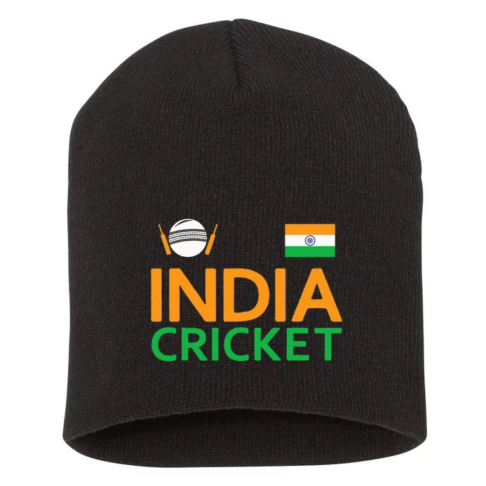 Indian Flag Cricket Player Sports Fan Short Acrylic Beanie