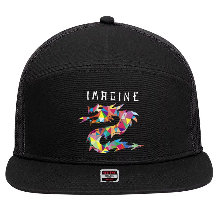 Imagine Fantasy Dragon Tattoo Style 7 Panel Mesh Trucker Snapback Hat