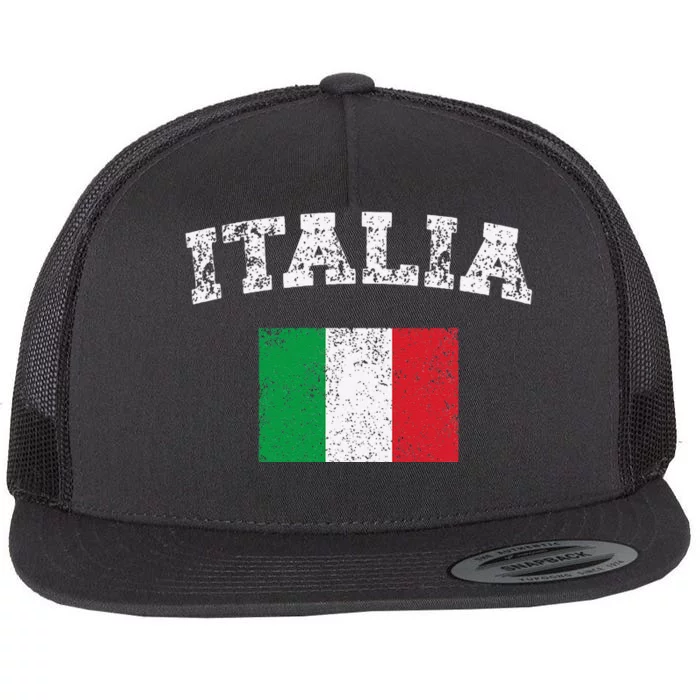 Italian Flag Distressed Flag Of Italy Italia Flag Flat Bill Trucker Hat