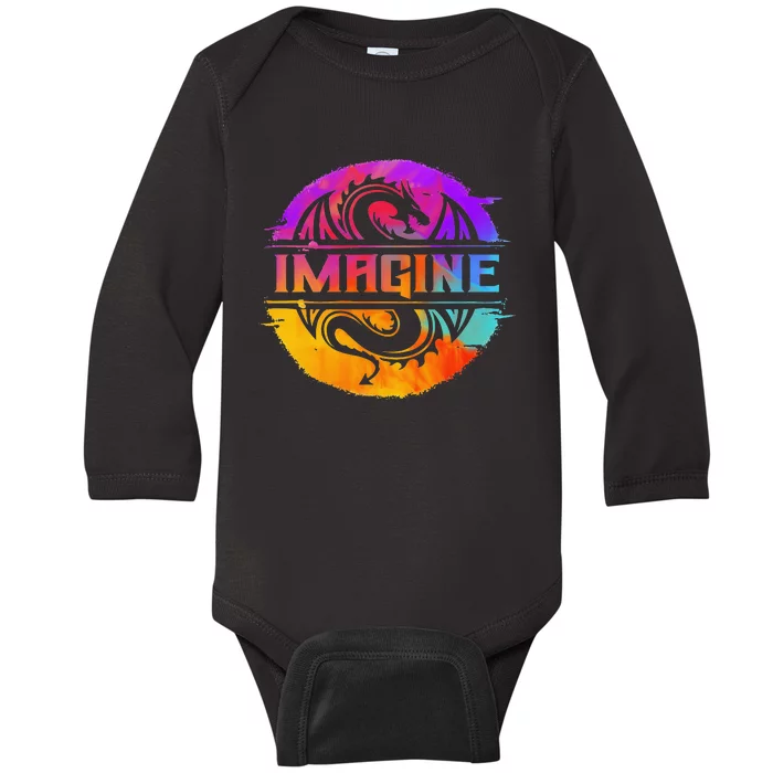 Imagine Fantasy Dragon Retro Tribal animal Baby Long Sleeve Bodysuit