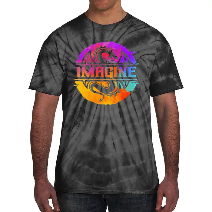 Imagine Fantasy Dragon Retro Tribal animal Tie-Dye T-Shirt