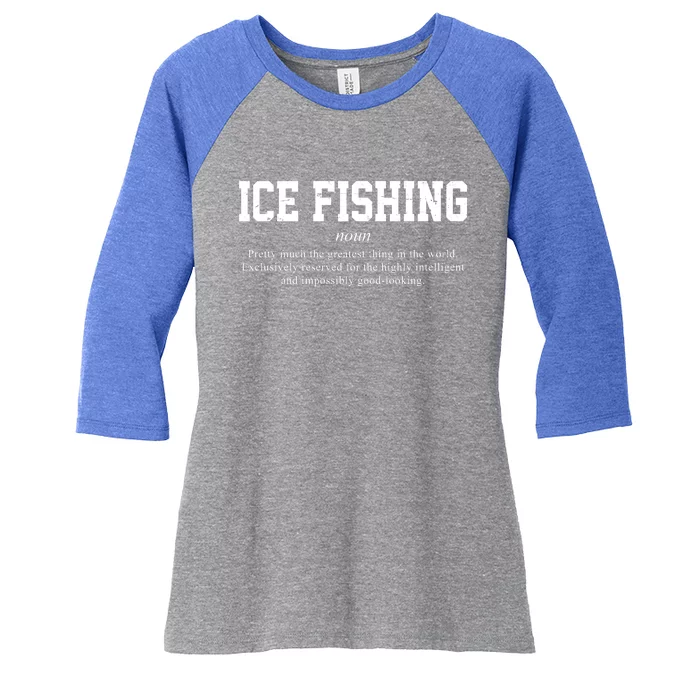 Ice Fishing Definition Funny Gift Women's Tri-Blend 3/4-Sleeve Raglan Shirt