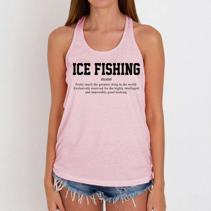 Ice Fishing Definition Funny Gift Women's Knotted Racerback Tank