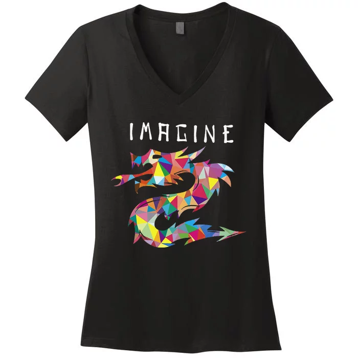 Imagine Fantasy Dragon Tattoo Women's V-Neck T-Shirt