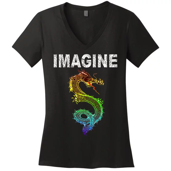 IMAGINE Fantasy Dragon Style Great For Gift Women's V-Neck T-Shirt