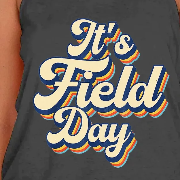 It's Field Day Y'all Cute Teacher Field Day Groovy Retro Women's Knotted Racerback Tank