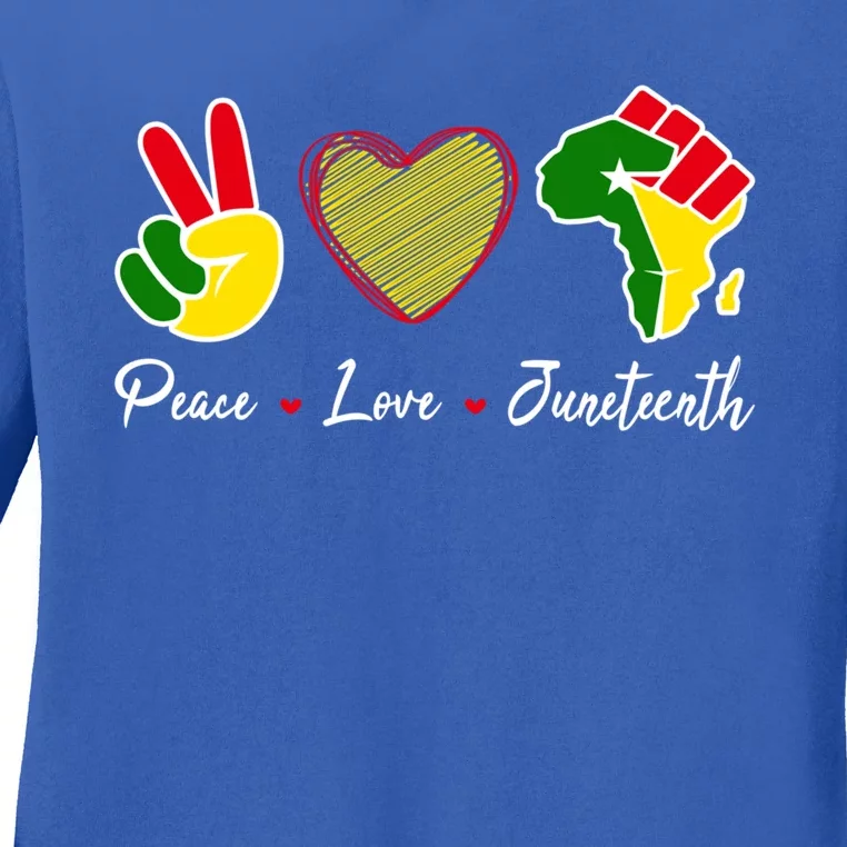 Independence Freedom Day Peace Love Juneteenth Black Pride Funny Gift Ladies Long Sleeve Shirt