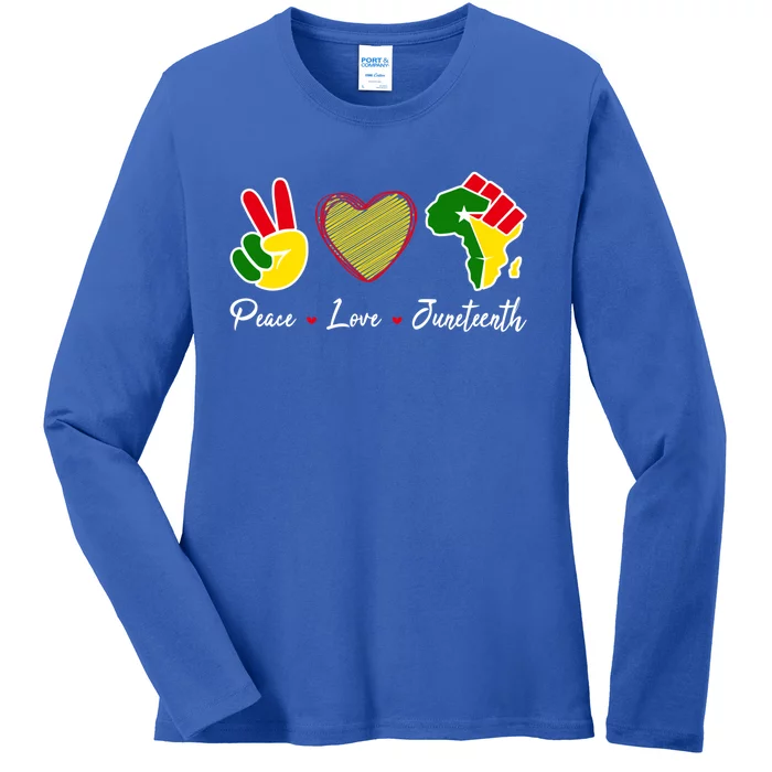 Independence Freedom Day Peace Love Juneteenth Black Pride Funny Gift Ladies Long Sleeve Shirt