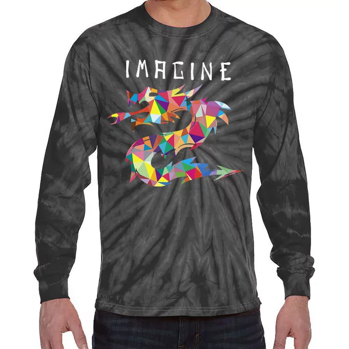 Imagine Fantasy Dragon Tattoo Style Tie-Dye Long Sleeve Shirt