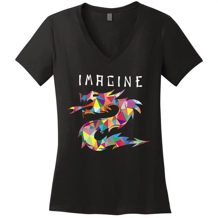 Imagine Fantasy Dragon Tattoo Style Women's V-Neck T-Shirt