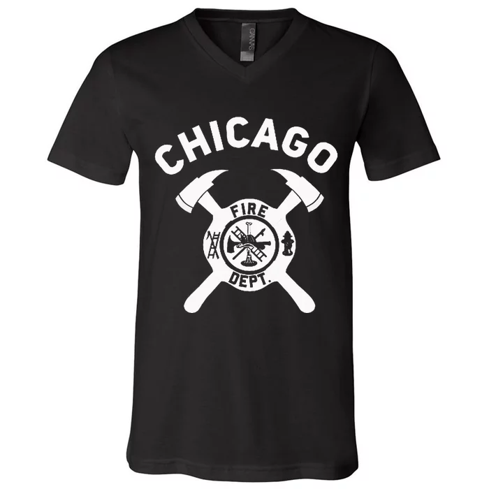 Illinois Fire Department Chicago Firefighter V-Neck T-Shirt