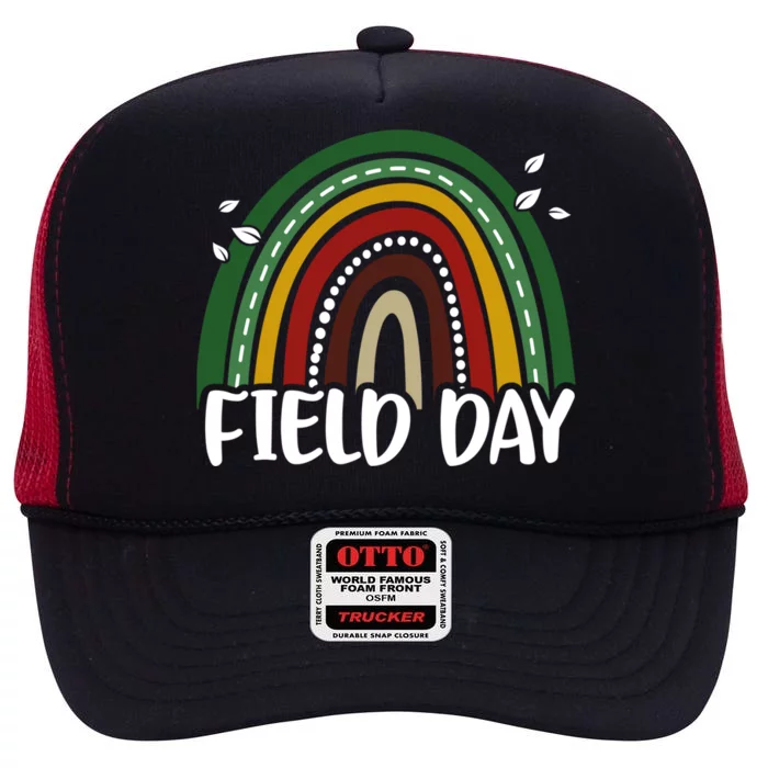 It's Field Day Vibes Rainbow Games For Teachers Adults Gift High Crown Mesh Trucker Hat